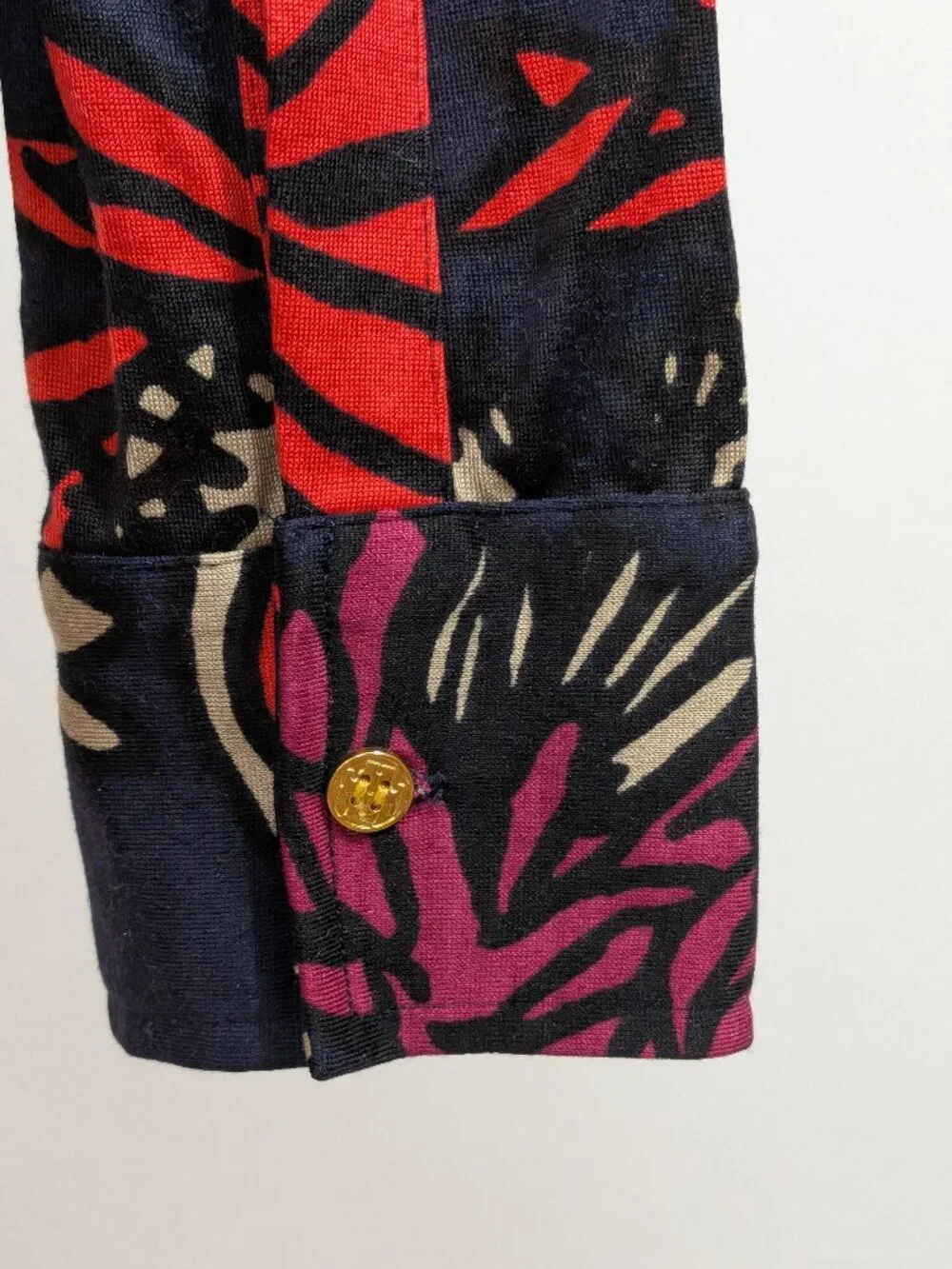 Tory Burch Floral Shirt Top Button Collared Silk Stretch Long Sleeve Womens XS